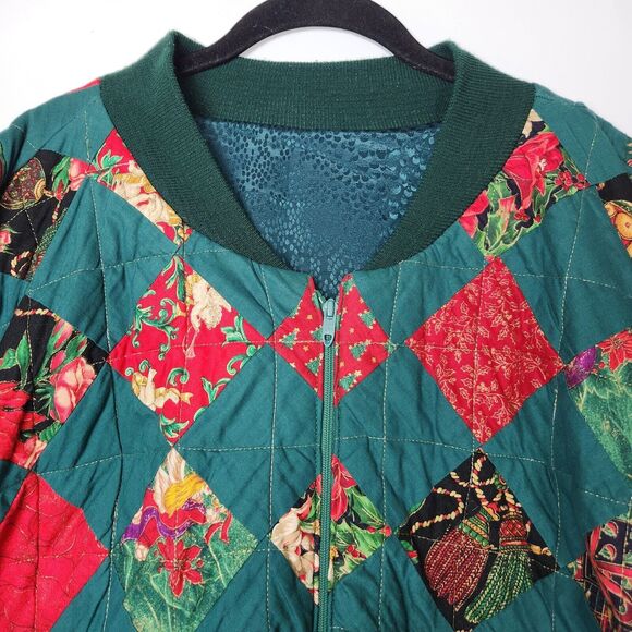 VTG Quilt Coat Holiday Event Piece Art To Wear Festive Chunky Christmas‎ Chore - Picture 3 of 16